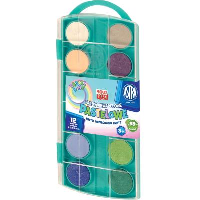 Opakowanie Farby akwarelowe pastelowe 12 kolorów 23,5mm Astra