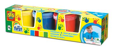 Farby do malowania palcami My first - 4 kolory. Wydawca: SES NL. SmakLiter.pl Opakowanie Farby do malowania palcami My first - 4 kolory