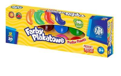 Opakowanie Farby plakatowe 12 kolorów 20ml ASTRA