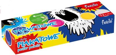Farby plakatowe 12 kolorów FIORELLO. Wydawca: Fiorello. SmakLiter.pl Opakowanie Farby plakatowe 12 kolorów FIORELLO