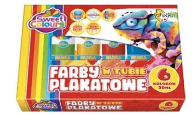 Opakowanie Farby plakatowe 6 kolorów w tubie 35ml.Otocki