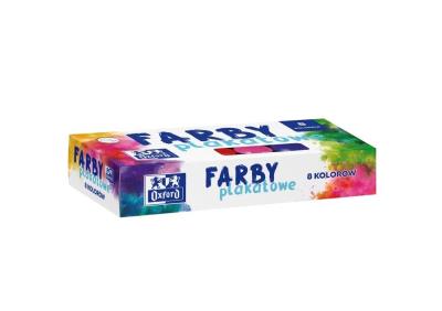 Farby plakatowe Oxford 8 kolorów 20ml. Wydawca: Oxford. SmakLiter.pl Opakowanie Farby plakatowe Oxford 8 kolorów 20ml