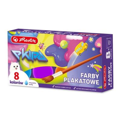 Opakowanie Farby plakatowe szkolne 8 kolorów x 20ml Ekipa