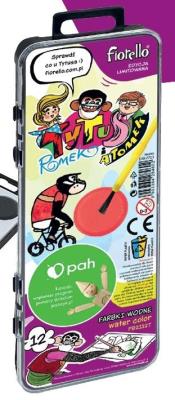 Farby wodne PB2112T Tytus 12 kolorów FIORELLO. Wydawca: Fiorello. SmakLiter.pl Opakowanie Farby wodne PB2112T Tytus 12 kolorów FIORELLO