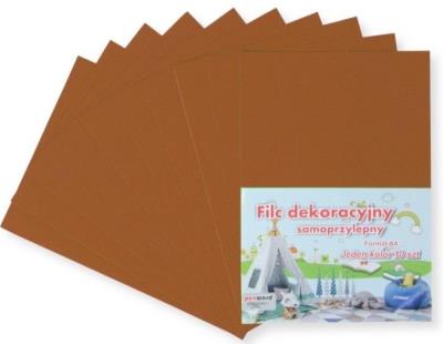 Opakowanie Filc A4 samoprzylepny brązowy 20x30cm 10szt