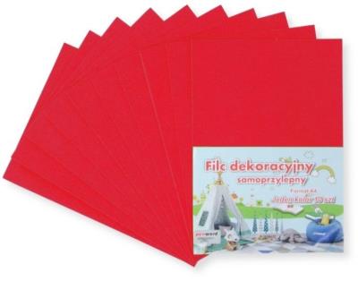 Opakowanie Filc A4 samoprzylepny czerwony 20x30cm 10szt