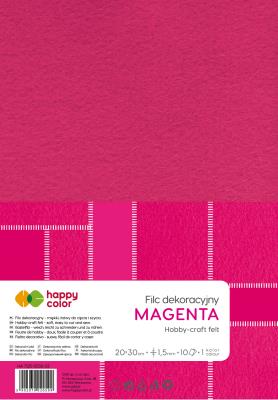 Filc dekoracyjny 20x30 cm 1,5 mm 5 ark. Magenta Happy Color. Wydawca: HAPPY COLOR. SmakLiter.pl Opakowanie Filc dekoracyjny 20x30 cm 1,5 mm 5 ark. Magenta Happy Color