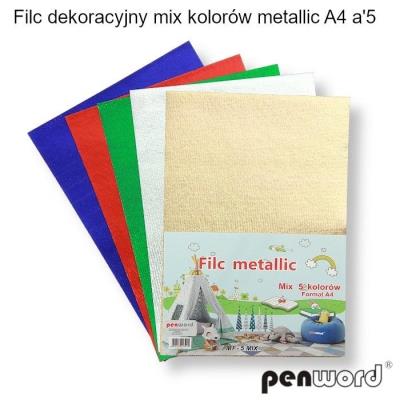Opakowanie Filc dekoracyjny MIX kolorów metalicznych A4 5szt