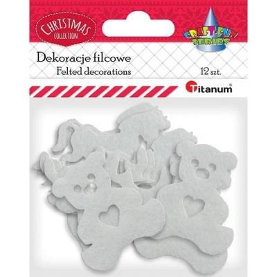 Opakowanie Filcowe dekory świąteczne białe 3 wzory x4szt