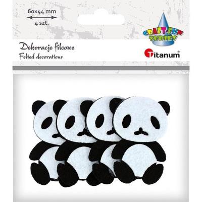 Opakowanie Filcowe pandy 3D 42x60mm biało-czarne 4szt