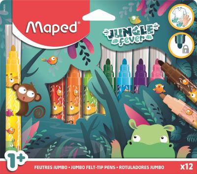 Flamastry Jumbo Jungle Fever 12szt MAPED. Wydawca: Maped. SmakLiter.pl Opakowanie Flamastry Jumbo Jungle Fever 12szt MAPED