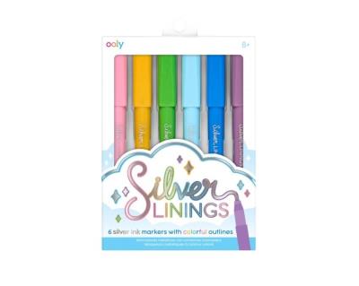 Opakowanie Flamastry Metaliczne z konturem Silver Linings