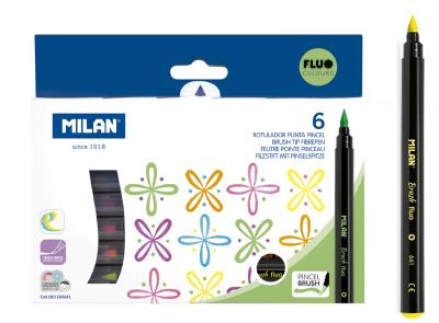 Opakowanie Flamastry Milan Brush fluo pędzelkowe 6 kolorów