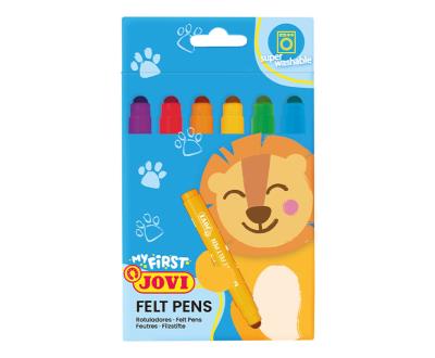 Flamastry My First Pen 6 kolorów. Wydawca: JOVI. SmakLiter.pl Opakowanie Flamastry My First Pen 6 kolorów