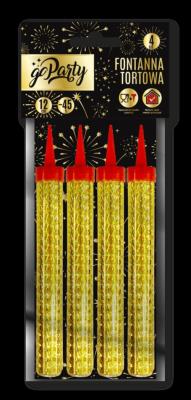 Fontanna tortowa złota 12 cm 4szt.. Wydawca: ANTELLA. SmakLiter.pl Opakowanie Fontanna tortowa złota 12 cm 4szt.
