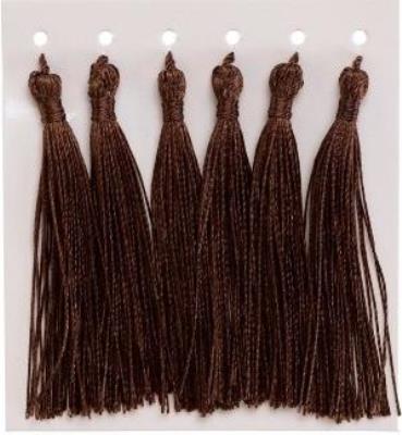 Frędzelki chwosty ozdobne brązowe 8cm 6szt. Wydawca: Brewis. SmakLiter.pl Opakowanie Frędzelki chwosty ozdobne brązowe 8cm 6szt