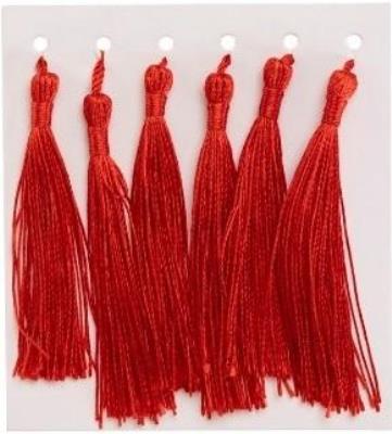 Frędzelki chwosty ozdobne czerwone 8cm 6szt. Wydawca: Brewis. SmakLiter.pl Opakowanie Frędzelki chwosty ozdobne czerwone 8cm 6szt