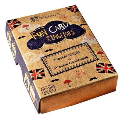 Fun Card English Present Simple Present Continuous. Autor: Dwornik Paweł. SmakLiter.pl Okładka książki Fun Card English Present Simple Present Continuous