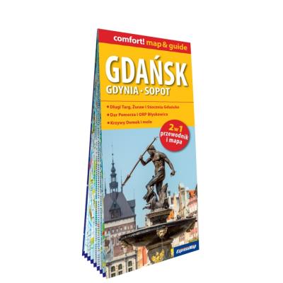 Gdańsk Gdynia Sopot laminowany map&guide 2w1 przewodnik i mapa. Autor: Opracowanie zbiorowe. SmakLiter.pl Okładka książki Gdańsk Gdynia Sopot laminowany map&guide 2w1 przewodnik i mapa