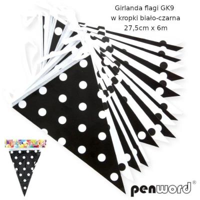 Opakowanie Girlanda flagi w kropki biało-czarna 27.5cmx6m