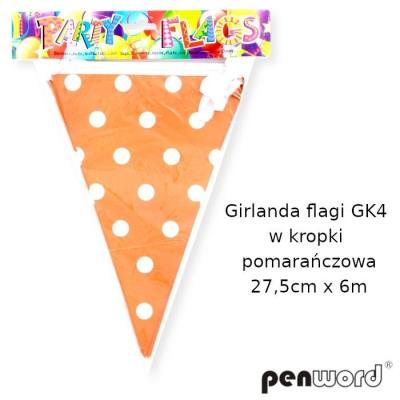 Opakowanie Girlanda flagi w kropki pomarańczowa 27.5cmx6m