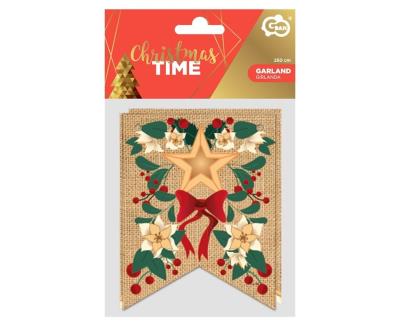 Opakowanie Girlanda Merry Christmas listki 10x13cm 250cm