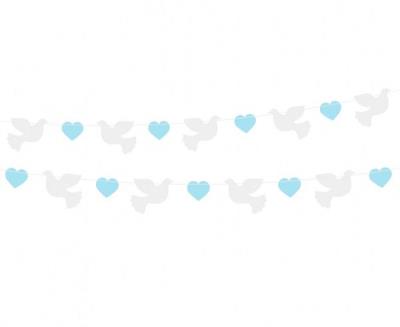 Opakowanie Girlanda papierowa Gołąbki niebieskie serduszka