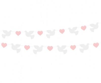 Opakowanie Girlanda papierowa Gołąbki różowe serduszka 150cm
