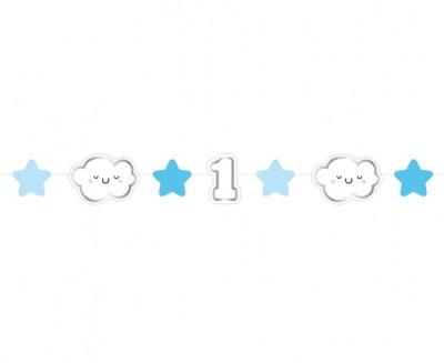 Opakowanie Girlanda papierowa mini Roczek niebieska 120cm