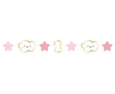 Opakowanie Girlanda papierowa mini Roczek różowa 120cm