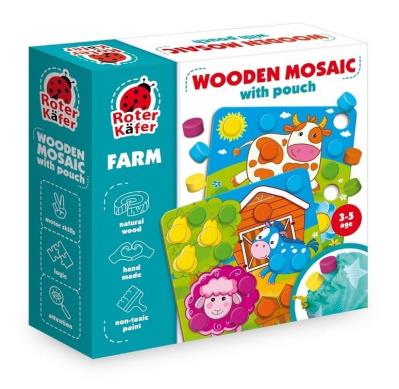 Gra edukacyjna Drewniana mozaika - farma. Wydawca: Roter Kafer. SmakLiter.pl Opakowanie Gra edukacyjna Drewniana mozaika - farma