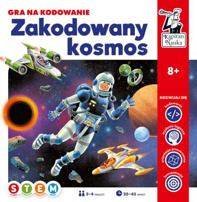 Gra na kodowanie Zakodowany kosmos Kapitan Nauka. Autor: Adam Pękalski (ilustr.). SmakLiter.pl Okładka książki Gra na kodowanie Zakodowany kosmos Kapitan Nauka