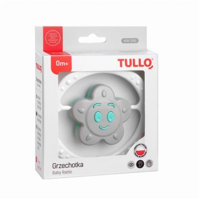 Opakowanie Grzechotka kwiatek miętowo-szary