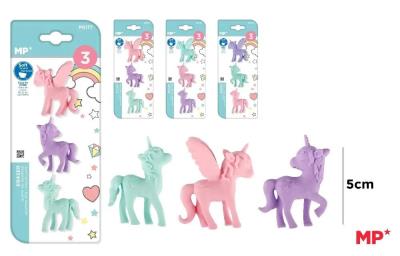 Opakowanie Gumka kolorowa do ścierania Jednorożec 3szt