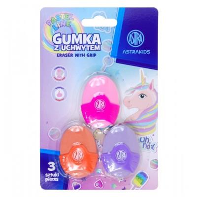 Opakowanie Gumka owalna z uchwytem Astrakids Unicorn 3 szt.