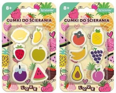 Opakowanie Gumki do ścierania 6szt owoce