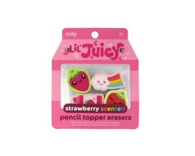 Opakowanie Gumki na ołówek pachnące owocami Truskawka 4szt