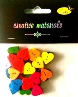 Opakowanie Guziki drewniane kolorowe serca 15mm 6g ok 30sz