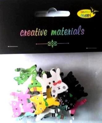 Opakowanie Guziki drewniane kotki nadruk 25mm 7g ok 15szt