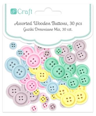 Opakowanie Guziki drewniane mix 30szt - pastel