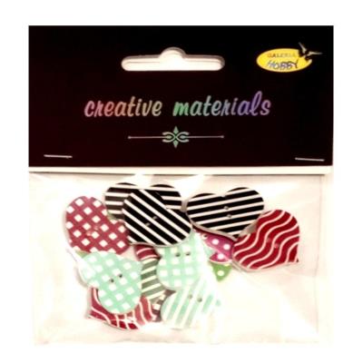 Opakowanie Guziki ozdobne Serca 20mm 15szt