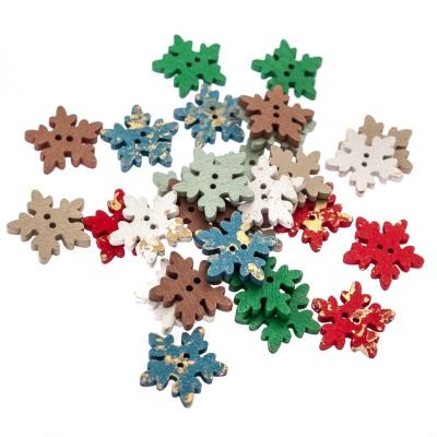 Opakowanie Guziki śnieżynki drewniane 2,5cm 28szt