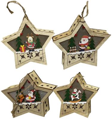 Opakowanie Gwiazda drewniana lampion ze światłem MIX