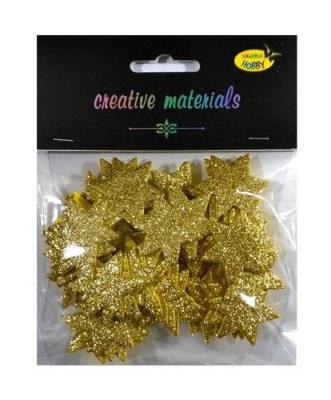 Opakowanie Gwiazdki z pianki brokatowej złote ok 50szt