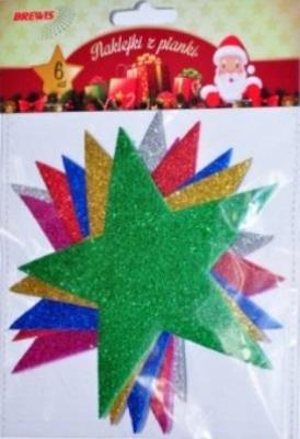 Opakowanie Gwiazdki z pianki z brokatem 6szt