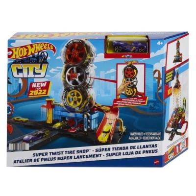 Opakowanie Hot Wheels City Wyścigowy warsztat opon zestaw