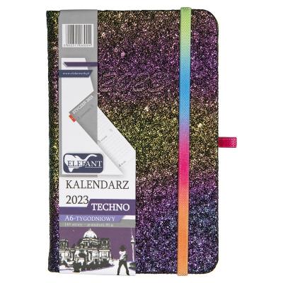 Opakowanie Kalendarz 2023 A6 tyg. Techno kolorowy ELEFANT