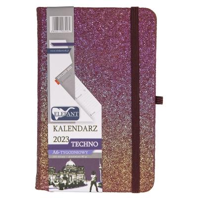 Opakowanie Kalendarz 2023 A6 tyg. Techno różowy ELEFANT