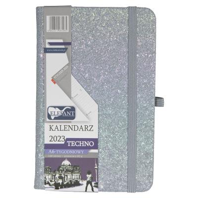 Opakowanie Kalendarz 2023 A6 tyg. Techno srebrny ELEFANT