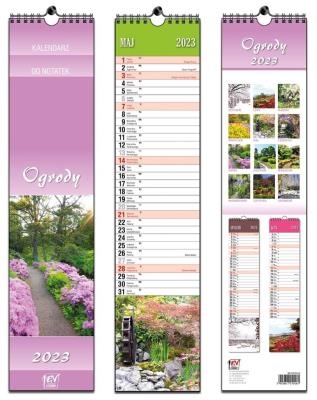 Kalendarz 2023 paskowy 13 planszowy Ogrody. Wydawca: EV-Corp. SmakLiter.pl Opakowanie Kalendarz 2023 paskowy 13 planszowy Ogrody
